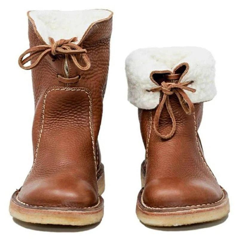 Waterproof Leather Polar Boots With Wool Lining