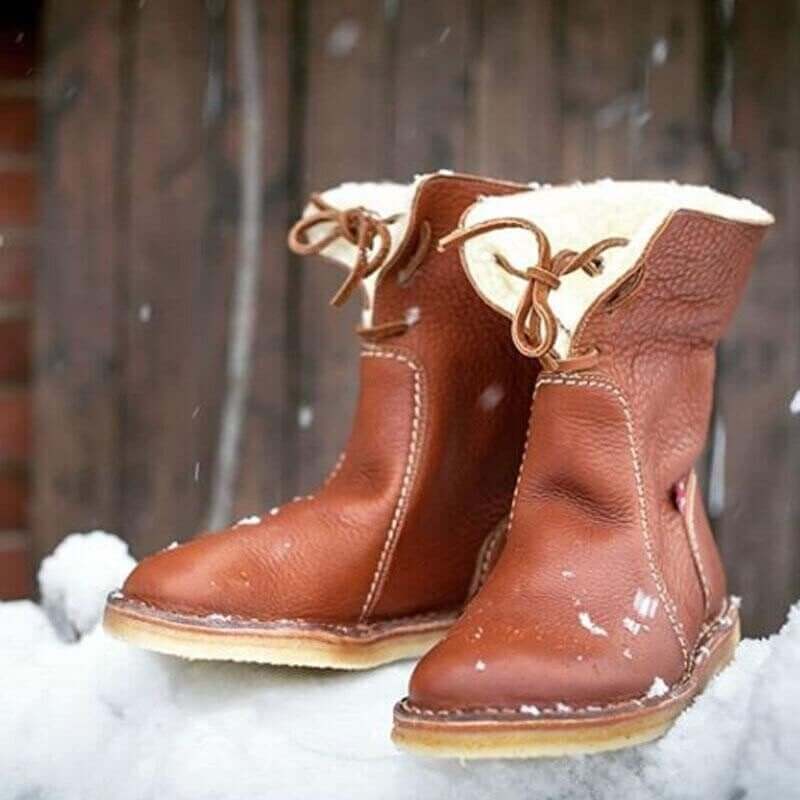 Waterproof Leather Polar Boots With Wool Lining