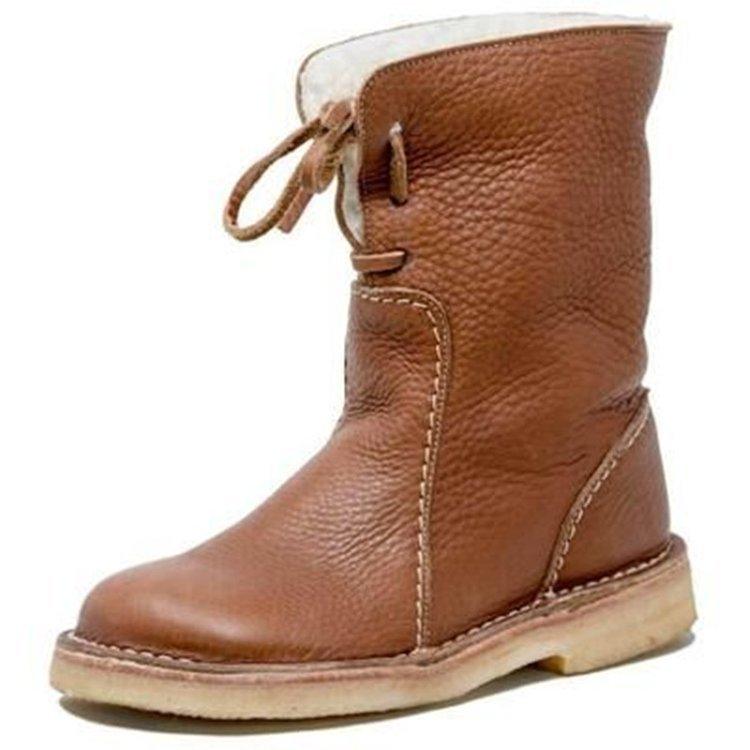 Waterproof Leather Polar Boots With Wool Lining