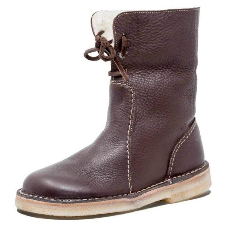 Waterproof Leather Polar Boots With Wool Lining